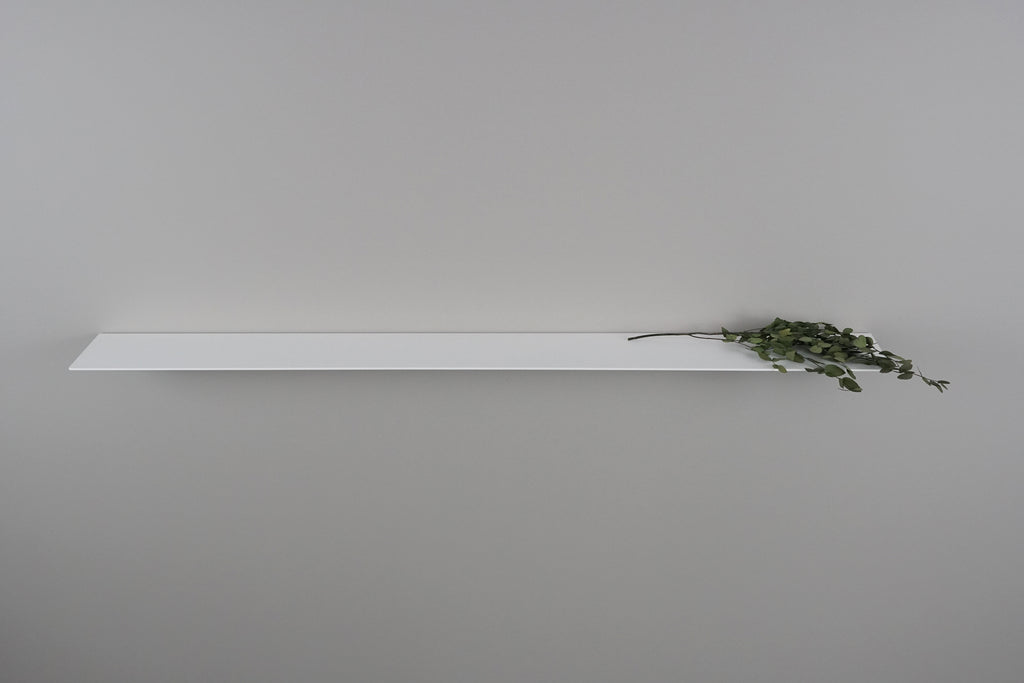 white flat shelf